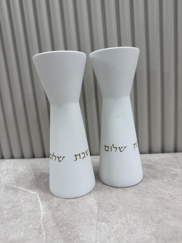 זוג פמוטי בטון דגם "תמר" | לבן זהב