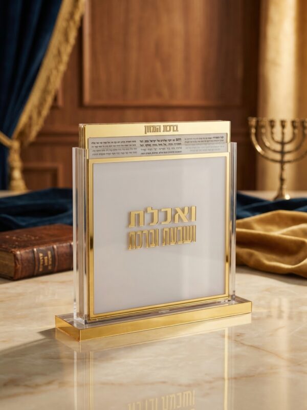 מעמד ברכונים ״ואכלת ושבעת וברכת״ מרובע חלבי זהב