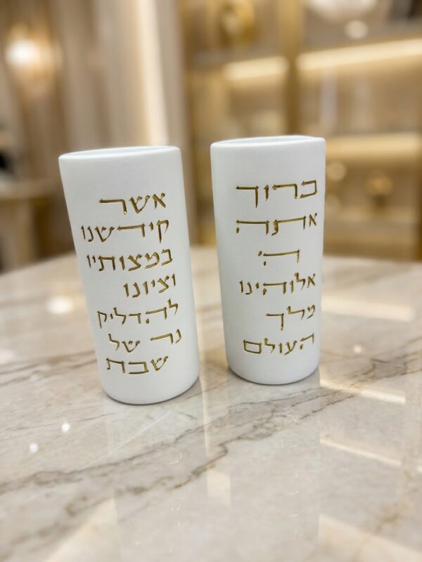 זוג פמוטי בטון גבוהים דגם "ברכה" | לבן זהב