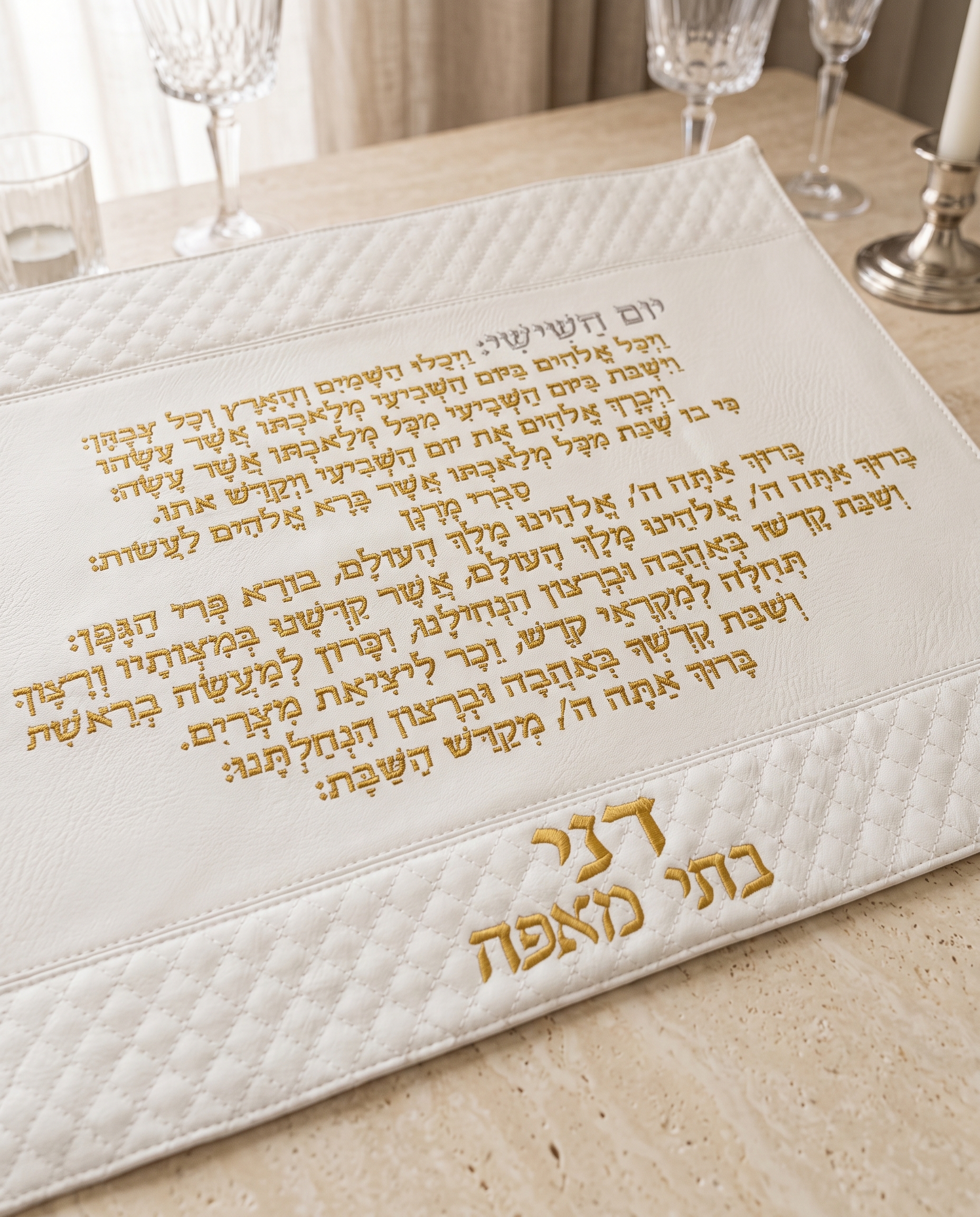 PHOTO 2026 10 06 00 53 59 - Hero Scene - 10_11_2026-1 כיסוי חלה דמוי עור מהודר ״יום השישי״ | זהב – תמונה 1